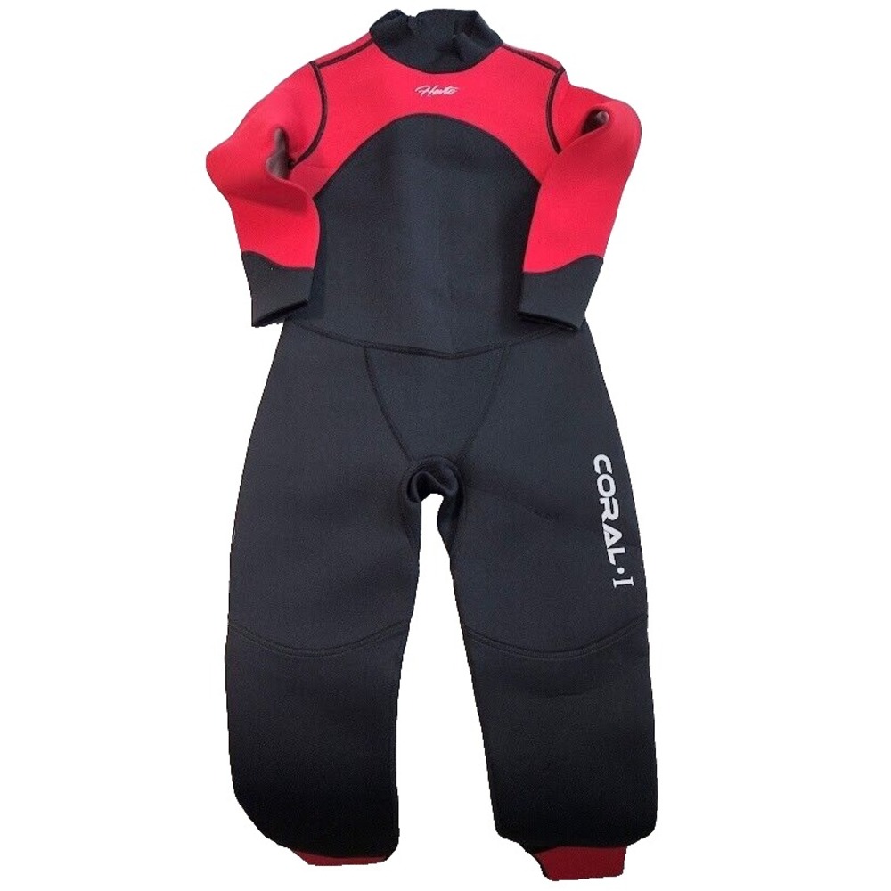 Hevto‎ Coral Kids Wetsuit Full Body Red Black Size 14 Neoprene Nylon